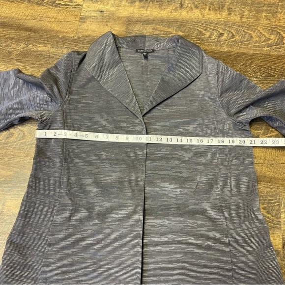 Eileen Fisher Blazer Womens Medium Gray Metallic Open Front Long 3/4 Sleeve - Picture 7 of 13